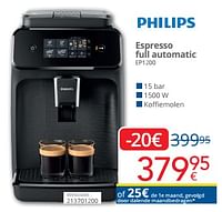 Promoties Philips espresso full automatic ep1200 - Philips - Geldig van 01/06/2024 tot 30/06/2024 bij Eldi