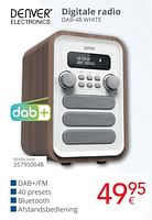 Promoties Denver electronics digitale radio dab-48 white - Denver Electronics - Geldig van 01/06/2024 tot 30/06/2024 bij Eldi