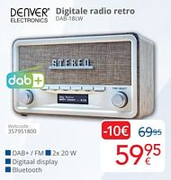 Promoties Denver electronics digitale radio retro dab-18lw - Denver Electronics - Geldig van 01/06/2024 tot 30/06/2024 bij Eldi