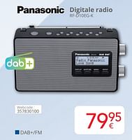 Promoties Panasonic digitale radio rf-d10eg-k - Panasonic - Geldig van 01/06/2024 tot 30/06/2024 bij Eldi