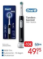 Promoties Oral-b tandenborstel pro 1 black - Oral-B - Geldig van 01/06/2024 tot 30/06/2024 bij Eldi