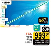 Promoties Tcl led-tv 75c744 - TCL - Geldig van 04/06/2024 tot 17/06/2024 bij Cora