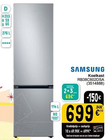 Promoties Samsung koelkast rb38c602dsa - Samsung - Geldig van 04/06/2024 tot 17/06/2024 bij Cora