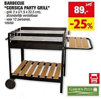 Promoties Barbecue corsica party grill - Garden Plus  - Geldig van 05/06/2024 tot 16/06/2024 bij Hubo