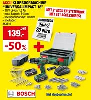 Promoties Bosch accu klopboormachine universalimpact 18 - Bosch - Geldig van 05/06/2024 tot 16/06/2024 bij Hubo