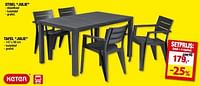 Promoties Tafel + 4 stoelen - Keter - Geldig van 05/06/2024 tot 16/06/2024 bij Hubo