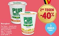 Promoties Bioyoghurt pur natur - greek style citroen - Pur Natur - Geldig van 06/06/2024 tot 12/06/2024 bij Delhaize