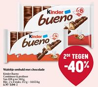 Promoties Wafeltje omhuld met chocolade kinder bueno - Kinder - Geldig van 06/06/2024 tot 12/06/2024 bij Delhaize