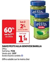 Promoties Sauce pesto alla genovese barilla - Barilla - Geldig van 04/06/2024 tot 16/06/2024 bij Auchan