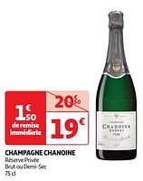 Promoties Champagne chanoine réserve privée brut ou demi-sec - Champagne - Geldig van 04/06/2024 tot 16/06/2024 bij Auchan
