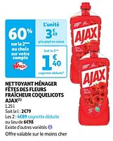 Promoties Nettoyant ménager fêtes des fleurs fraîcheur coquelicots ajax - Ajax - Geldig van 04/06/2024 tot 16/06/2024 bij Auchan