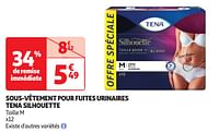 Promoties Sous-vêtement pour fuites urinaires tena silhouette - Tena - Geldig van 04/06/2024 tot 16/06/2024 bij Auchan