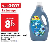 Promoties Adoucissant liquide bien etre envolée d`air lenor - Lenor - Geldig van 04/06/2024 tot 16/06/2024 bij Auchan