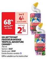 Promoties Gel nettoyant fraîcheur intense tropical adventure canard - Canard WC - Geldig van 04/06/2024 tot 16/06/2024 bij Auchan