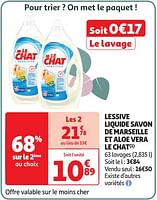 Promoties Lessive liquide savon de marseille et aloe vera le chat - Le Chat - Geldig van 04/06/2024 tot 16/06/2024 bij Auchan