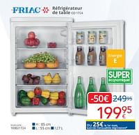 Promotions Friac réfrigérateur de table co 1724 - Friac - Valide de 01/06/2024 à 30/06/2024 chez Eldi