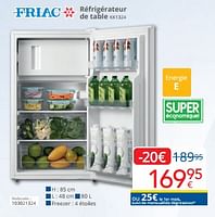 Promotions Friac réfrigérateur de table kk1324 - Friac - Valide de 01/06/2024 à 30/06/2024 chez Eldi