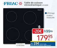 Promotions Friac table de cuisson vitrocéramique vkv6000 - Friac - Valide de 01/06/2024 à 30/06/2024 chez Eldi
