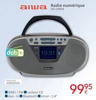 Promotions Aiwa radio numérique md-208db - Aiwa - Valide de 01/06/2024 à 30/06/2024 chez Eldi