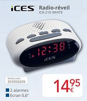 Promotions Ices radio-réveil icr-210 white - Ices - Valide de 01/06/2024 à 30/06/2024 chez Eldi