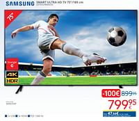 Promotions Samsung smart ultra hd tv 75``-189 cm ue75tu7090sxxn - Samsung - Valide de 01/06/2024 à 30/06/2024 chez Eldi
