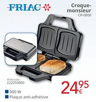 Promotions Friac croquemonsieur cr-0800 - Friac - Valide de 01/06/2024 à 30/06/2024 chez Eldi
