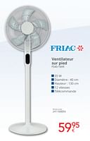 Promotions Friac ventilateur sur pied fs40-18ar - Friac - Valide de 01/06/2024 à 30/06/2024 chez Eldi
