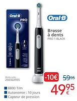Promotions Oral-b brosse à dents pro 1 black - Oral-B - Valide de 01/06/2024 à 30/06/2024 chez Eldi