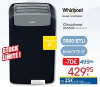Promotions Whirlpool climatiseur mobile pacb29co - Whirlpool - Valide de 01/06/2024 à 30/06/2024 chez Eldi