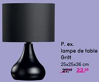 Promotions Lampe de table gritt - Produit maison - Leen Bakker - Valide de 03/06/2024 à 09/06/2024 chez Leen Bakker