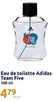 Promotions Eau de toilette adidas team five - Adidas - Valide de 05/06/2024 à 11/06/2024 chez Action
