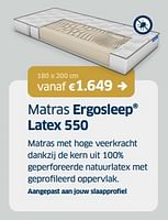 Promoties Matras ergosleep latex 550 - Ergosleep - Geldig van 14/06/2024 tot 29/06/2024 bij Sleeplife