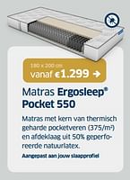 Promoties Matras ergosleep pocket 550 - Ergosleep - Geldig van 14/06/2024 tot 29/06/2024 bij Sleeplife