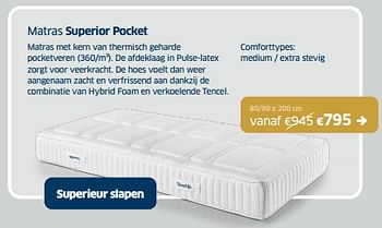 Promoties Matras superior pocket - Huismerk - Sleeplife - Geldig van 14/06/2024 tot 29/06/2024 bij Sleeplife