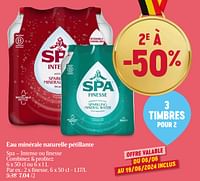 Promotions Eau minérale naturelle pétillante spa finesse - Spa - Valide de 06/06/2024 à 12/06/2024 chez Delhaize