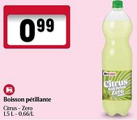 Promotions Boisson pétillante citrus - zero - Produit Maison - Delhaize - Valide de 06/06/2024 à 12/06/2024 chez Delhaize