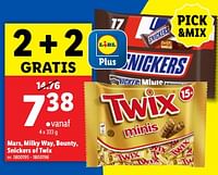 Promoties Mars, milky way, bounty, snickers of twix - Huismerk - Lidl - Geldig van 12/06/2024 tot 18/06/2024 bij Lidl
