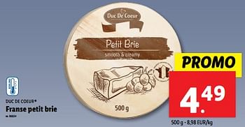 Promoties Franse petit brie - Duc De Coeur - Geldig van 12/06/2024 tot 18/06/2024 bij Lidl