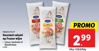 Promoties Gourmet salami op franse wijze - French Style - Geldig van 12/06/2024 tot 18/06/2024 bij Lidl