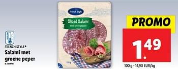 Promoties Salami met groene peper - French Style - Geldig van 12/06/2024 tot 18/06/2024 bij Lidl