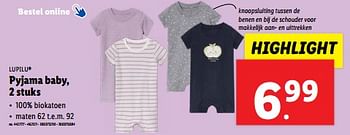 Promoties Pyjama baby - Lupilu - Geldig van 12/06/2024 tot 18/06/2024 bij Lidl