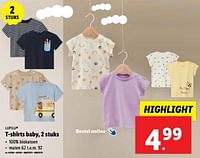 Promoties T-shirts baby - Lupilu - Geldig van 12/06/2024 tot 18/06/2024 bij Lidl