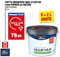 Promoties Witte muurverf mat of satijn voor binnen en buiten - Levis - Geldig van 05/06/2024 tot 16/06/2024 bij Hubo