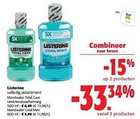 Promoties Listerine volledig assortiment - Listerine - Geldig van 05/06/2024 tot 18/06/2024 bij Colruyt