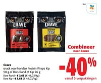 Crave snack voor honden protein wraps kip of bars rund of kip-Crave