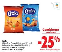 Promoties Croky chips thai curry of mexicano of bolognese, paprika of pickles - Croky - Geldig van 05/06/2024 tot 18/06/2024 bij Colruyt
