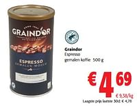 Promoties Graindor espresso gemalen koffie - Graindor - Geldig van 05/06/2024 tot 18/06/2024 bij Colruyt