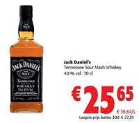 Promoties Jack daniel`s tennessee sour mash whiskey - Jack Daniel's - Geldig van 05/06/2024 tot 18/06/2024 bij Colruyt