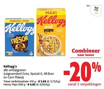 Promoties Kellogg`s alle ontbijtgranen - Kellogg's - Geldig van 05/06/2024 tot 18/06/2024 bij Colruyt