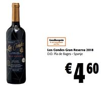 Promoties Los condes gran reserva 2018 d.o. pla - Rode wijnen - Geldig van 05/06/2024 tot 18/06/2024 bij Colruyt